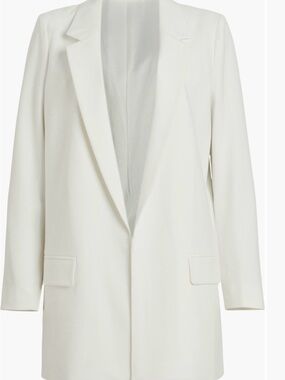 All Saints Women's White Long Blazer Jacket